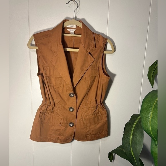 Christopher & Banks Stretch Burnt Orange Button Up Vest, Women’s Size Medium - Picture 4 of 13